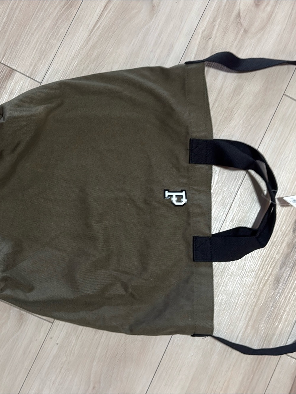 PINK Victoria's Secret Olive Green Tote with Black Handles